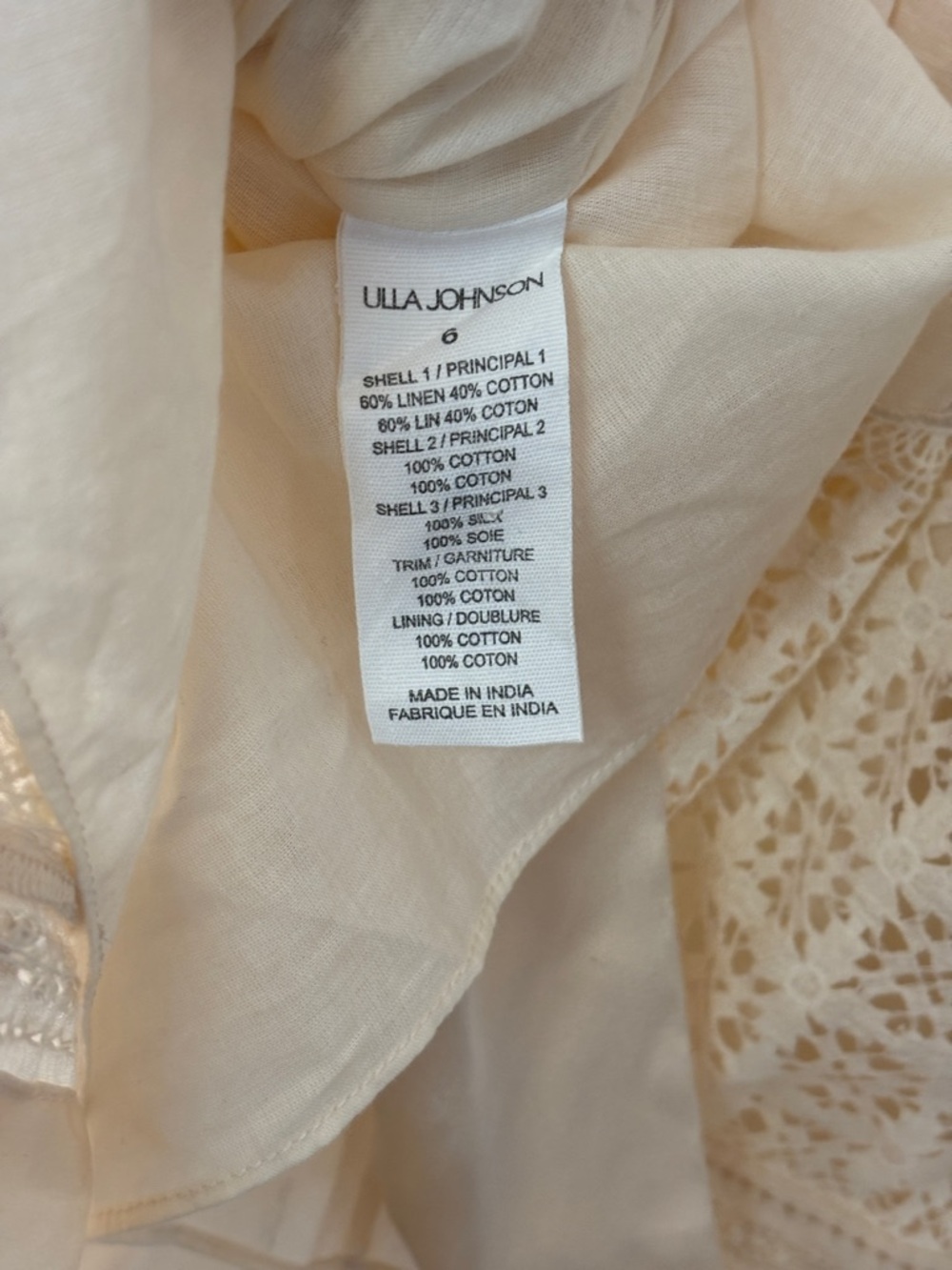 Ulla Johnson Sabrina Dress Crochet Silk Mini Dress Size 6 Medium‎ Lace Up Adjust - Picture 12 of 16
